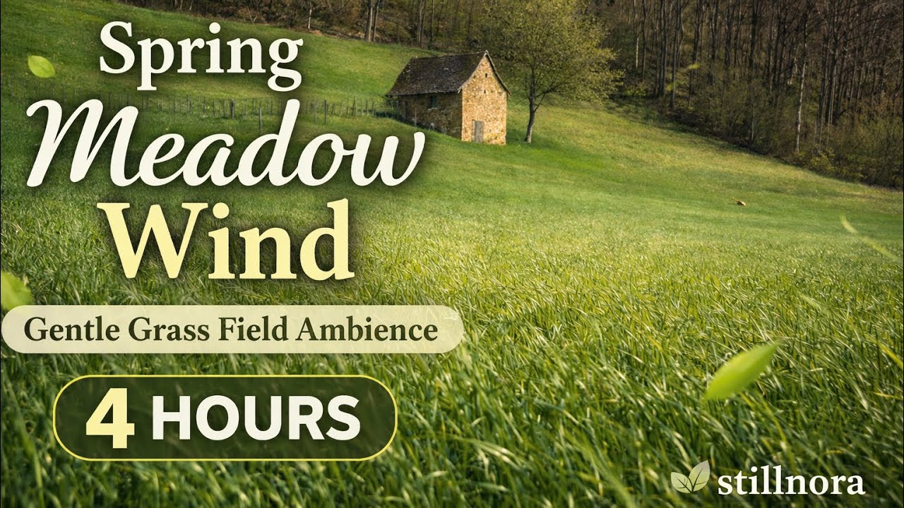 Spring Meadow Wind 🌿 Gentle Grass Field Ambience | Calm Countryside Environment (4 Hours)