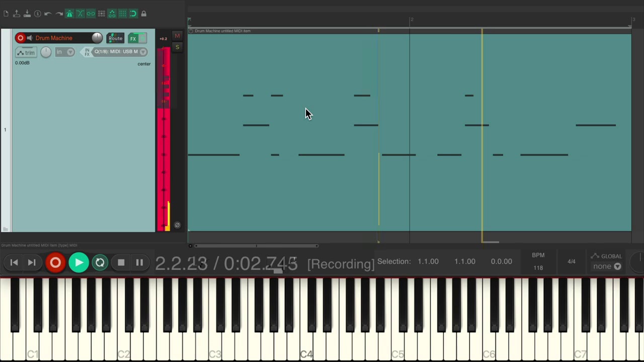 Drum Machine Style MIDI Recording in REAPER