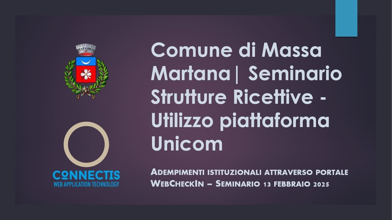 Comune di Massa Martana | Seminario Strutture Ricettive - Utilizzo Unicom 13/02/25