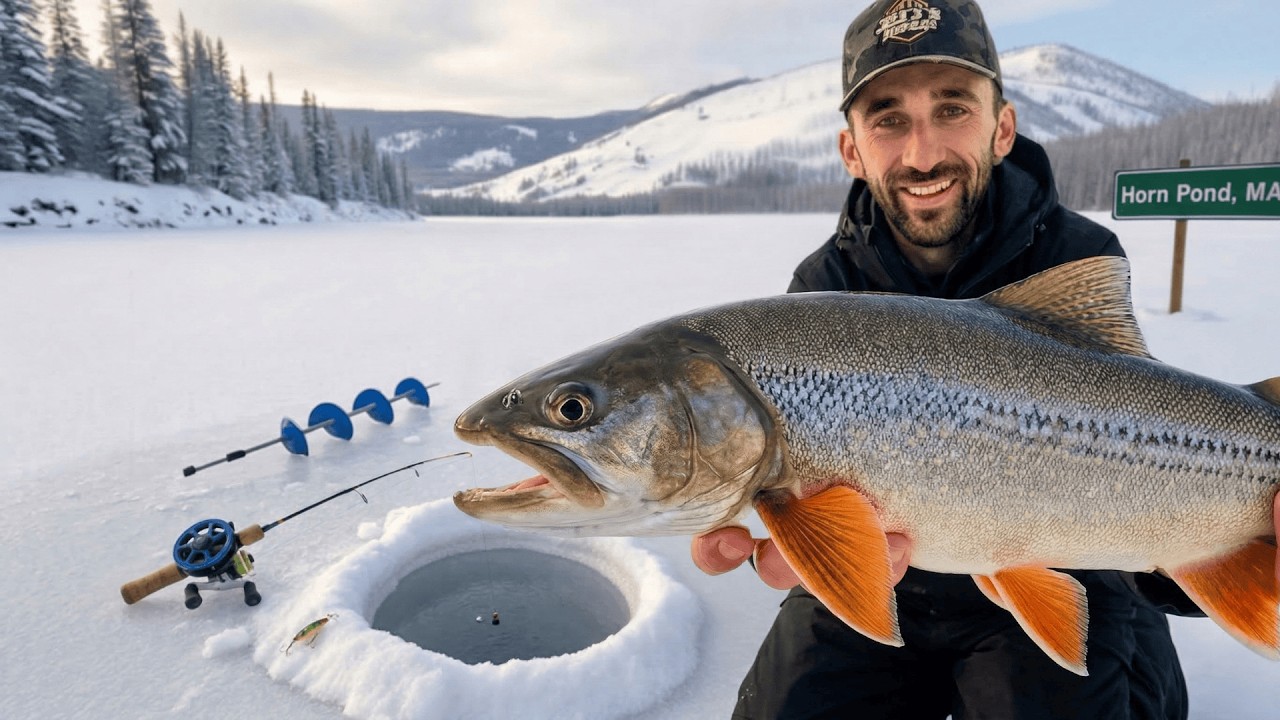 PÊCHE SUR LA GLACE à -15°C : un poisson EXPLOSE mon leurre à la surface!!