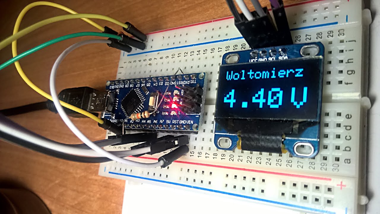 [4K] Arduino Nano: Woltomierz z wyświetlaczem OLED SSD1306 I2C 128x64