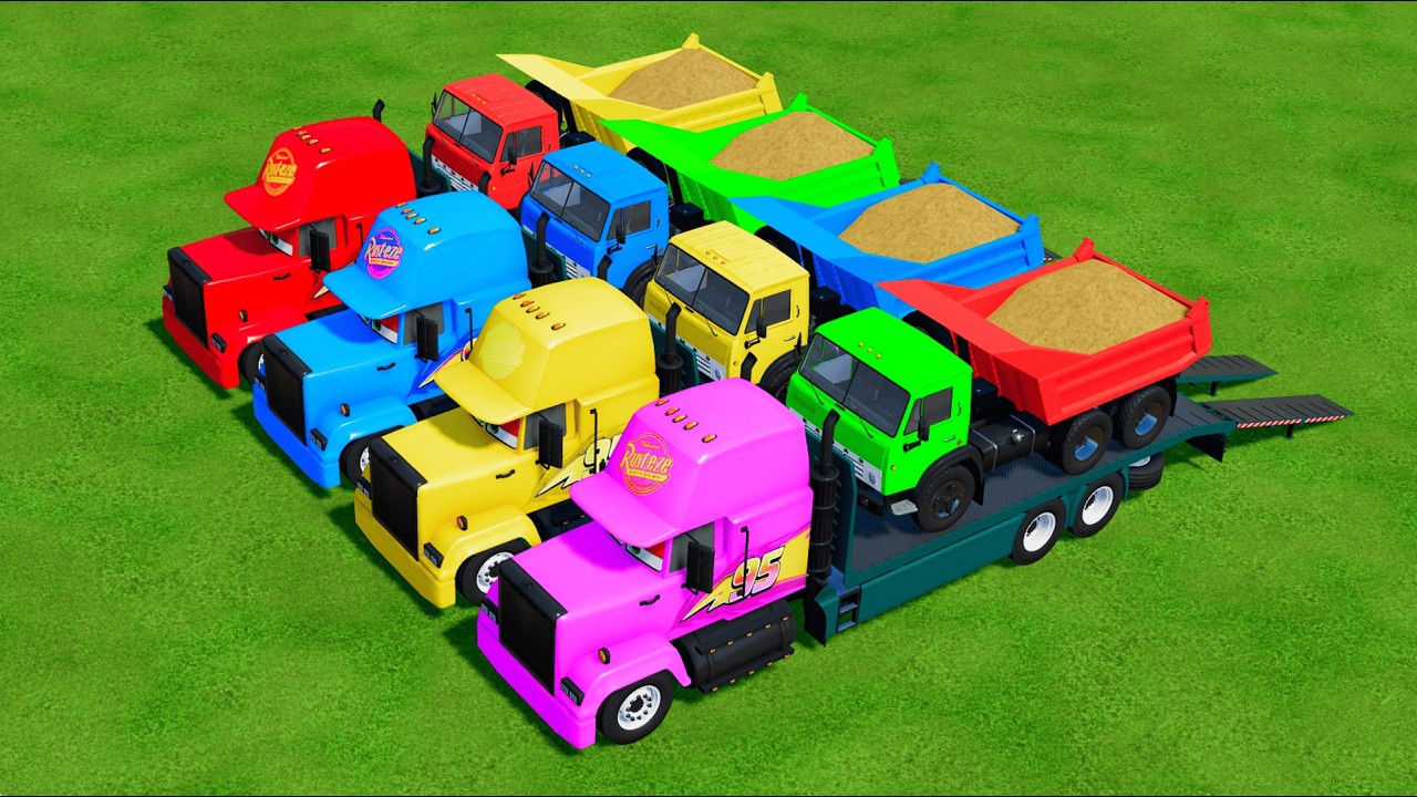 Work with Colors! SAND TRANSPORT with New Holland & KAMAZ TRUCKS! MUDDY ACTION!