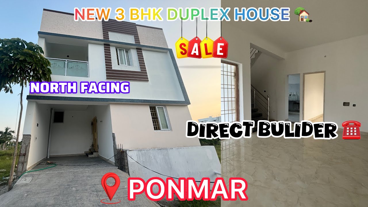 IDNO:361📍DIRECT BULIDER☎️PONMAR PRIME AREA NEW 3BHK DUPLEX VILLA SALE NORTH FACING 