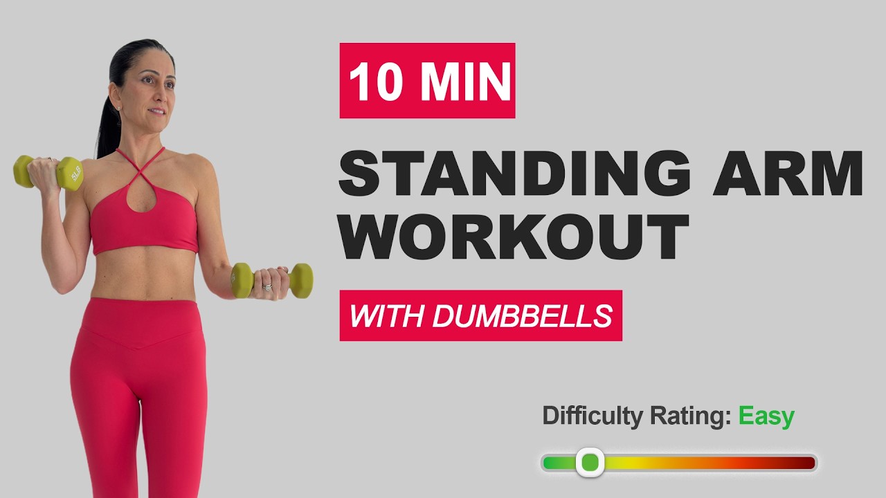 10 Min Standing Arm Workout with Dumbbells | Biceps, Shoulders, Triceps | Body Strength | Barre Arms