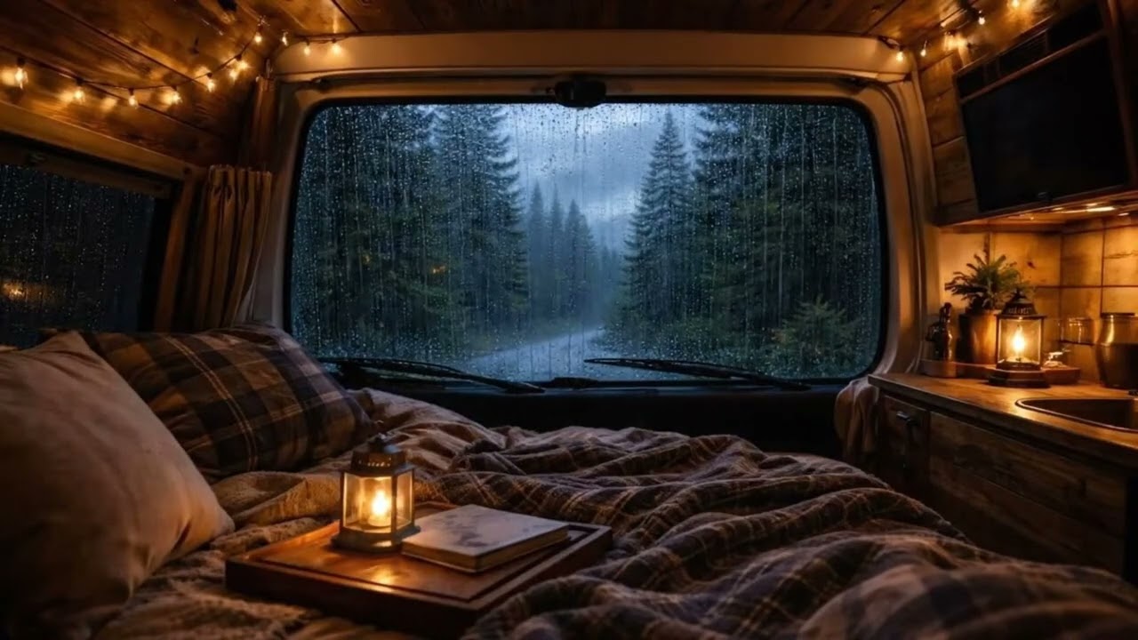 Maximum Force Rain Inside a Campervan | Loud, Immersive Night Sound 4K
