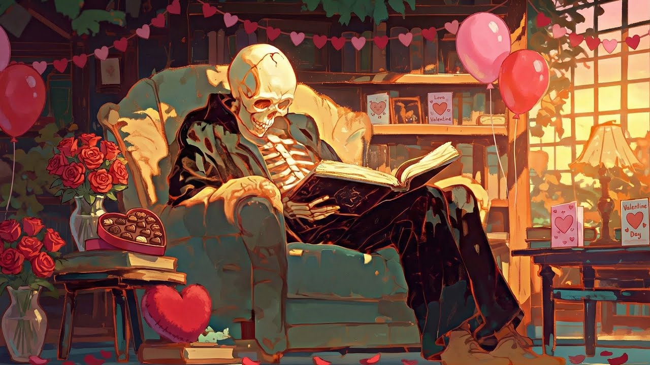 Lonely Valentine Reader 💀💗 Cozy Love Lofi ~ Chillhop Beats for Study, Reading & Quiet Nights 📖