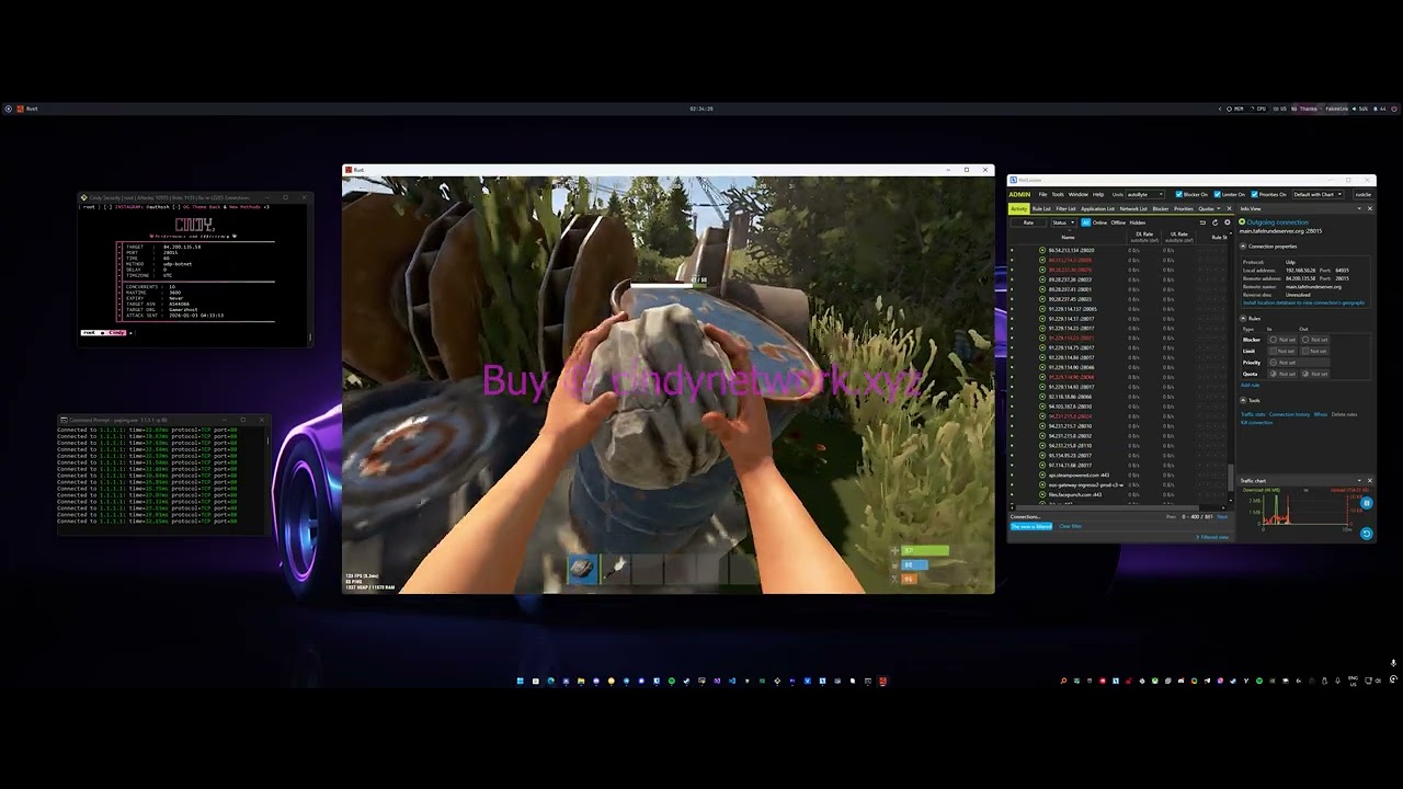 Cindy C2 Network Botnet Showcase Best Botnet C2/BOTNET/API VS Crashing Rust server with 200 players