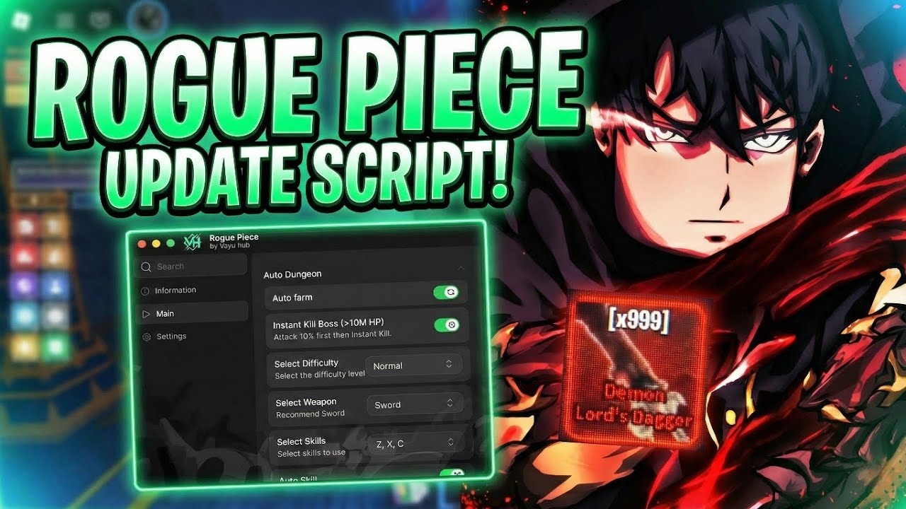 Rogue Piece: Solo Leveling Dungeon Script - Auto Farm & Select Difficulty [Vayu Hub]