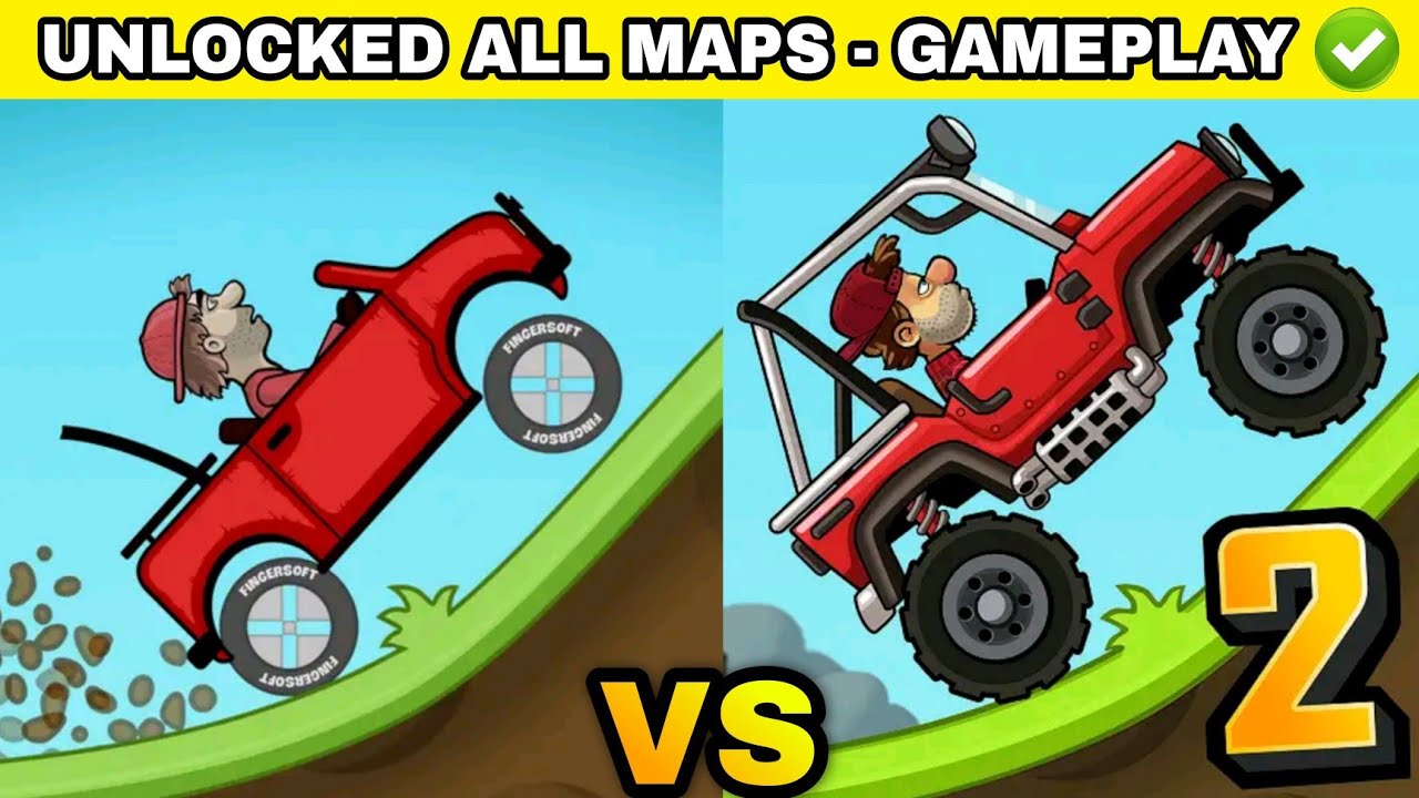 HILL CLIMB RACING 1 & 2 : ALL 50 MAPS UNLOCKED ✅