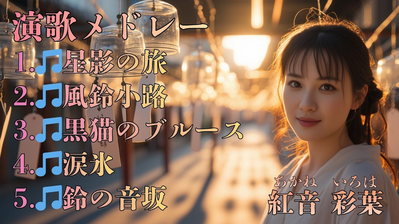 【AI演歌 名曲集】🎵星影の旅／🎵風鈴小路／🎵黒猫のブルース／🎵涙氷／🎵鈴の音坂｜心に沁みる5曲コンピレーション