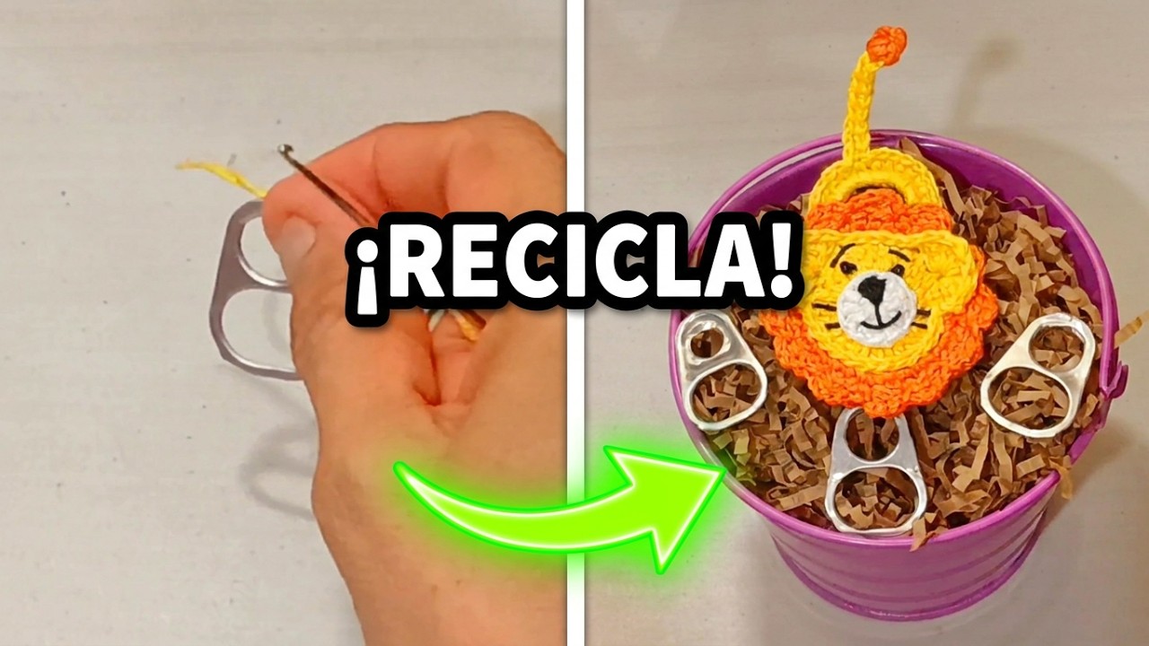 LEONES TEJIDOS USANDO ANILLAS DE LATAS 🦁 mira que cuchi quedaron 🥰