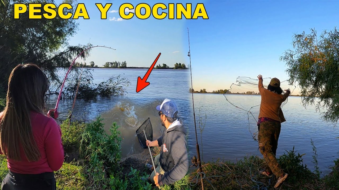 PESCA DE GRANDES PECES EN ARROYO Y RÍO. ACAMPAR, PESCAR Y COCINAR. Amantes xla pesca. Catch And cook