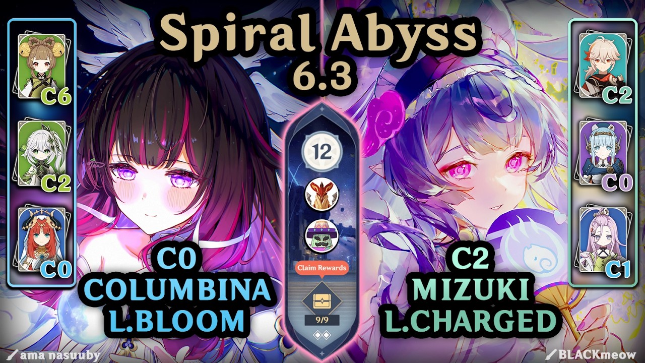 On-Field Columbina & Mizuki Teams OWNING the 6.3 Spiral Abyss !!! (F12 - 9*) | Genshin Impact