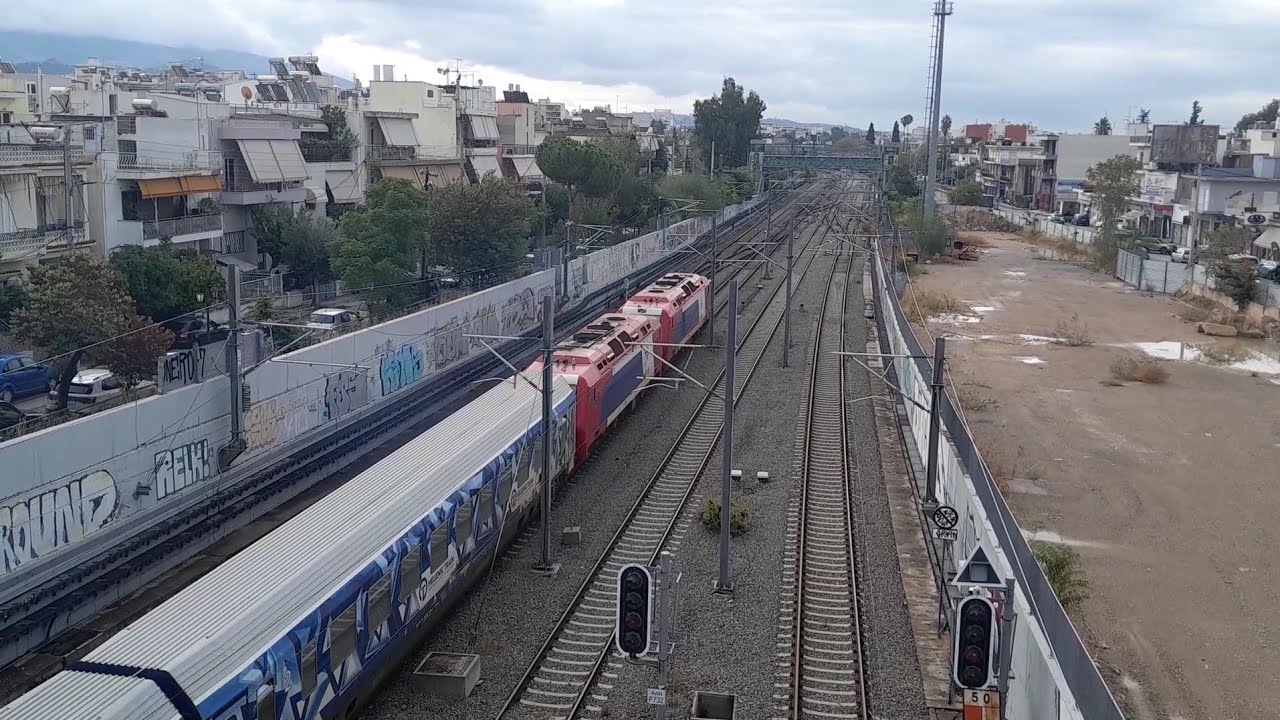 Επιβατικες και Εμπορικές αμαξοστοιχίες ΟΣΕ στον Σ.Σ. Άγιοι Ανάργυροι 
