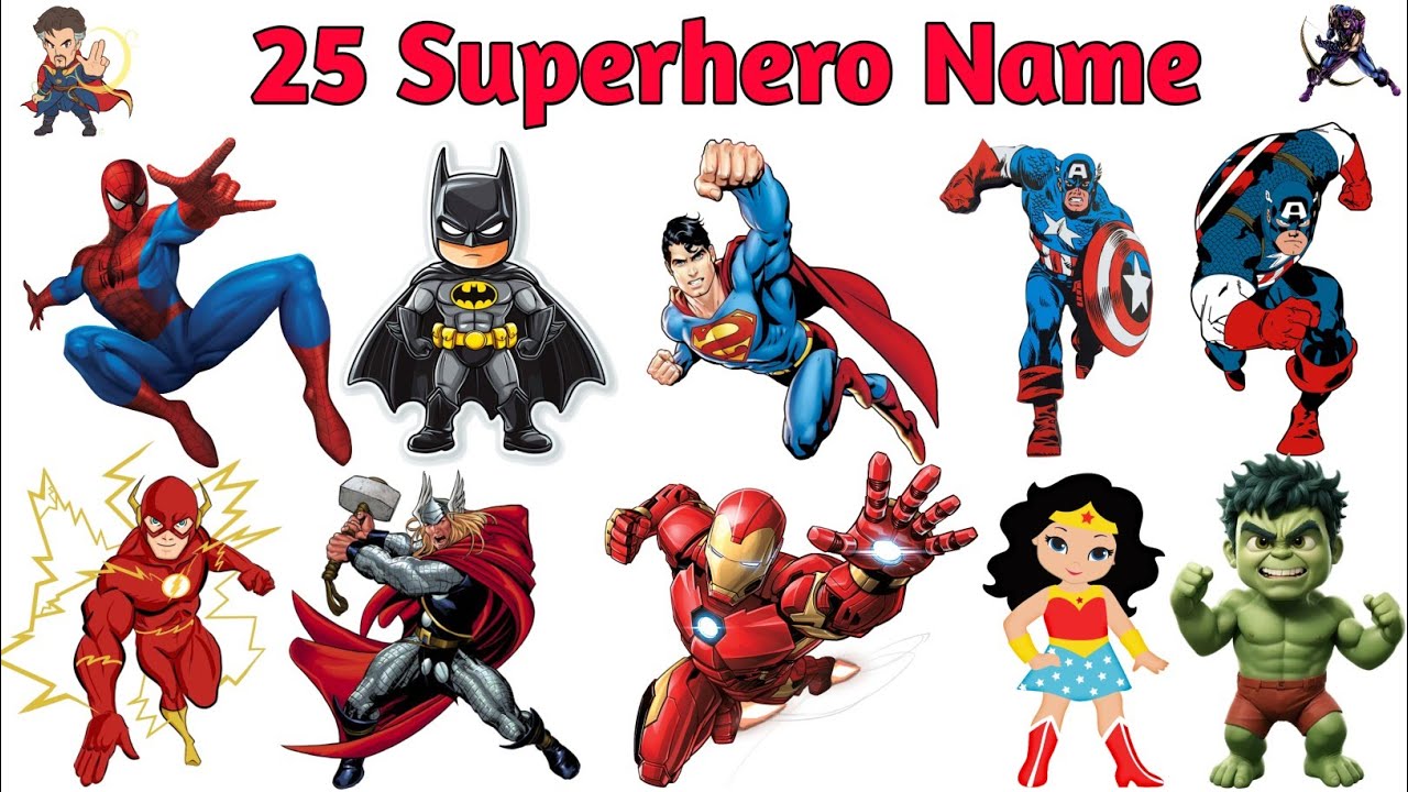 Kids Learning: 25 Super Heroes Names inHindi & English | सुपरहीरो के नाम काम और खूबियाँ