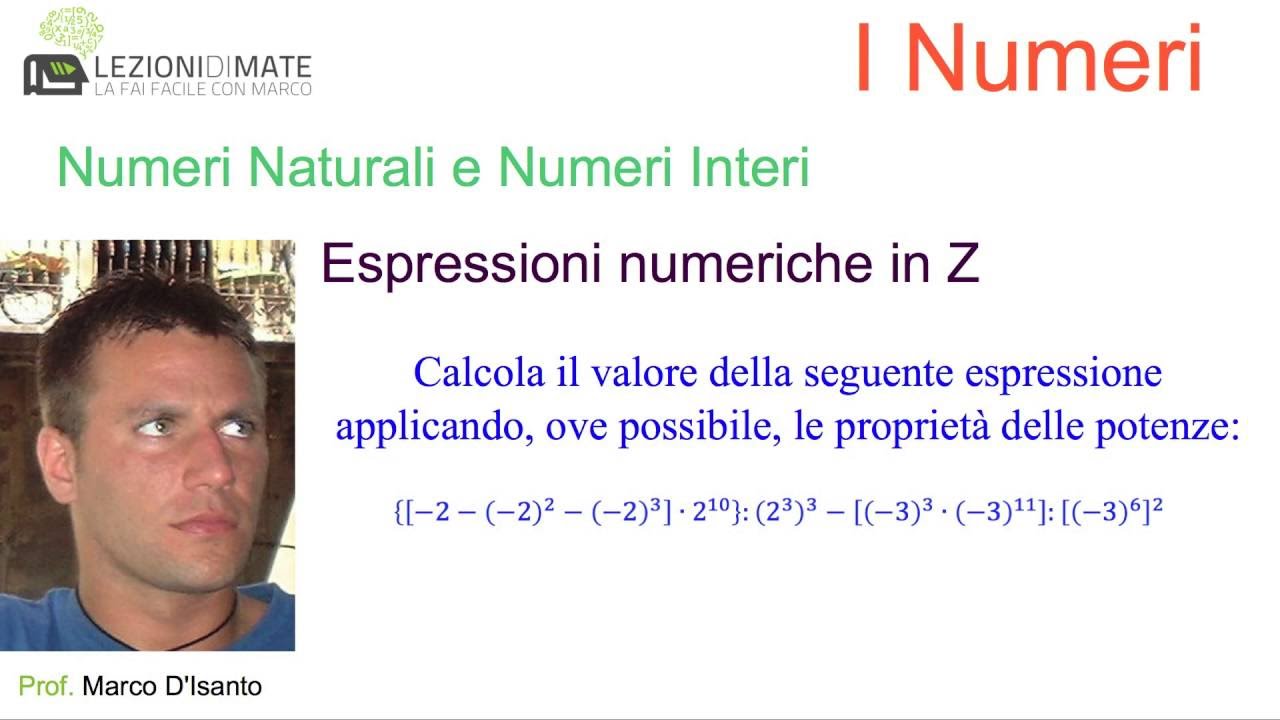 Primo anno - Espressioni numeriche in Z - Proprietà delle potenze
