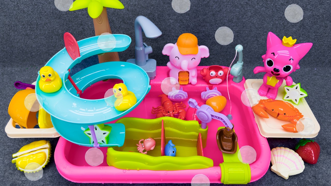 62 Minutes Satisfying Unboxing Pinkfong Bathtub Water Slide Playset, Pinkfong Toys Collection Review
