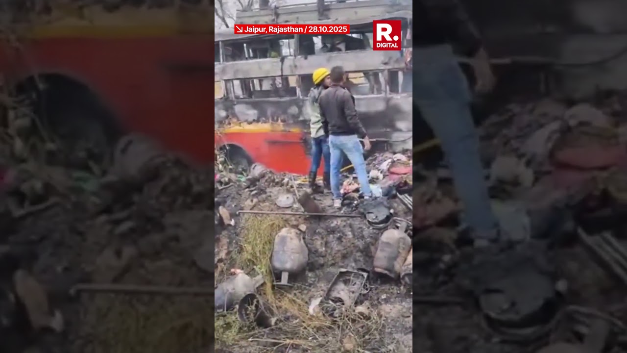 В Джайпуре загорелся автобус с рабочими, погибли два человека