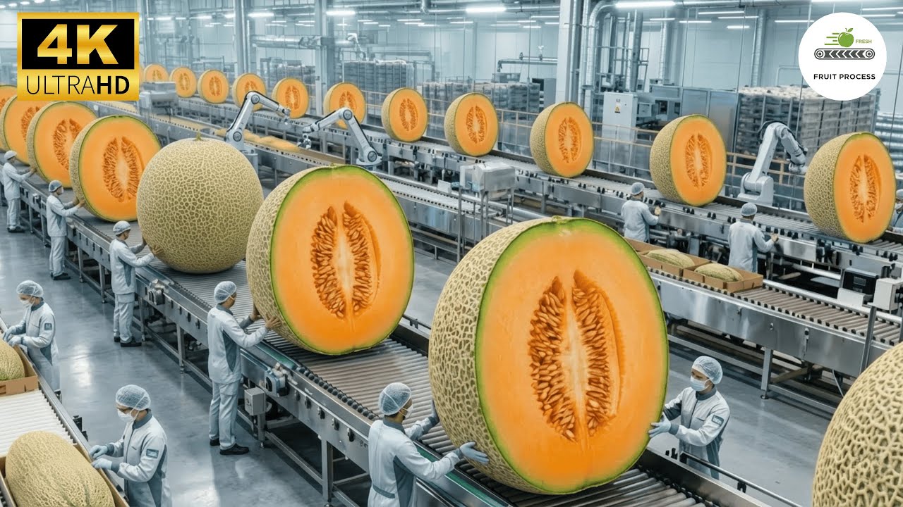 Inside a Modern Cantaloupe Factory: From Whole Melons to Melon Purée Base (Full Process)