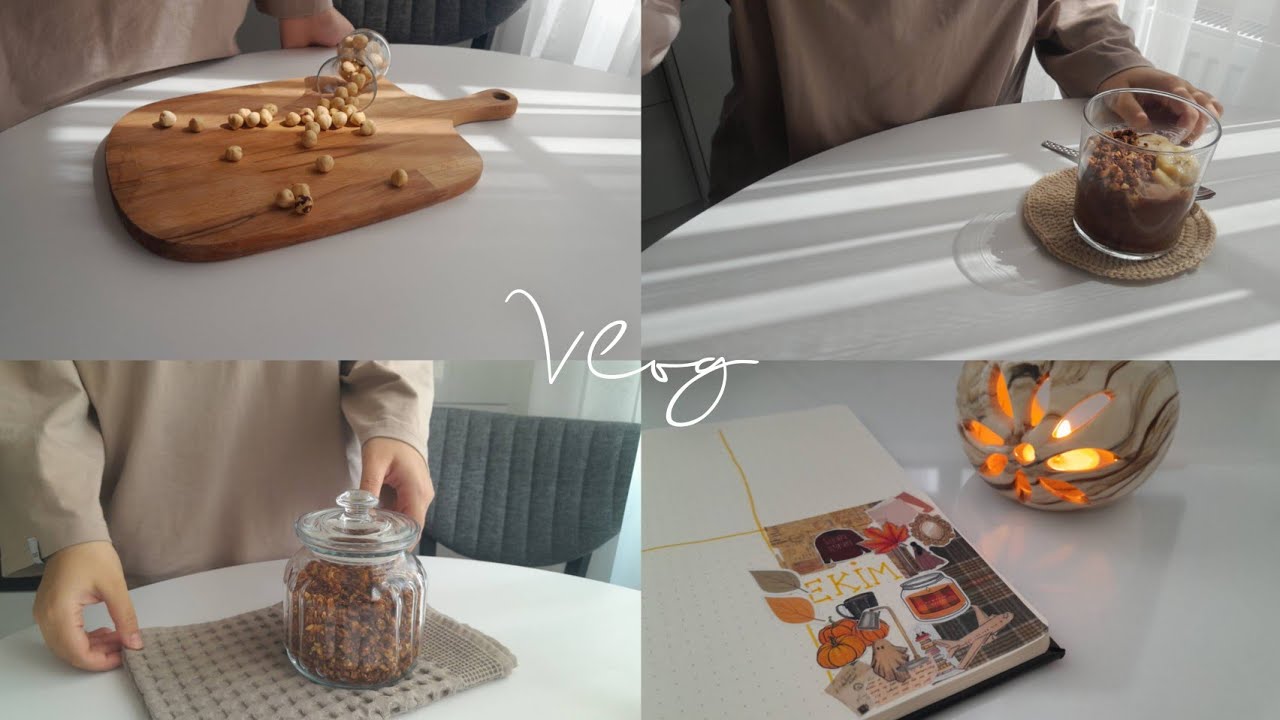 Sade bir ev günü/ Ekim ayı ajandası, Ev yapımı granola, muzlu sağlıklı dondurma kasesi