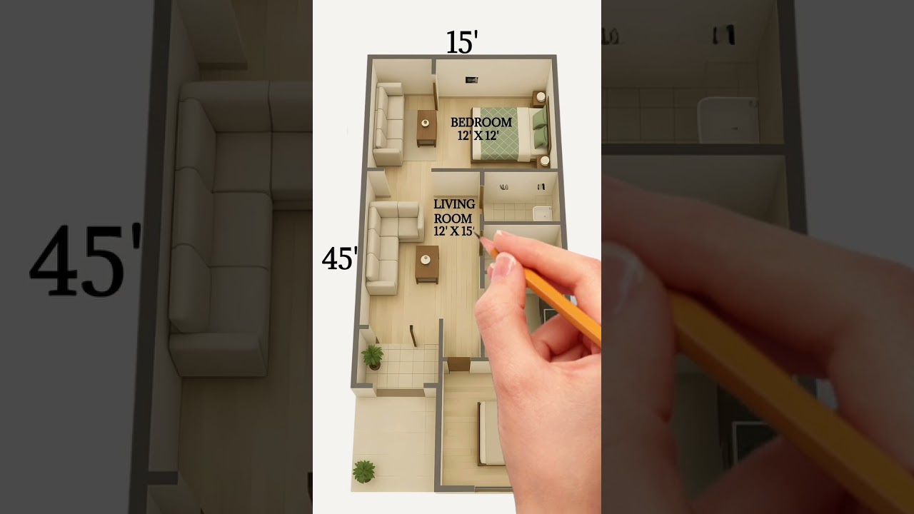 15&times;45 house floor plan design || perfect 2bhk layout 👌. . #house  #houselayout #dreamhouse