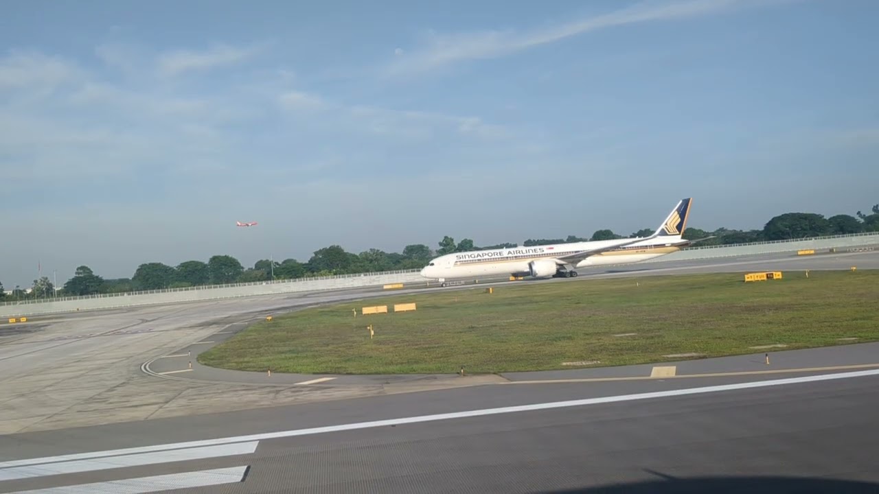 Taxing and taking off from the window view at Changi International Airport #singapore #changi