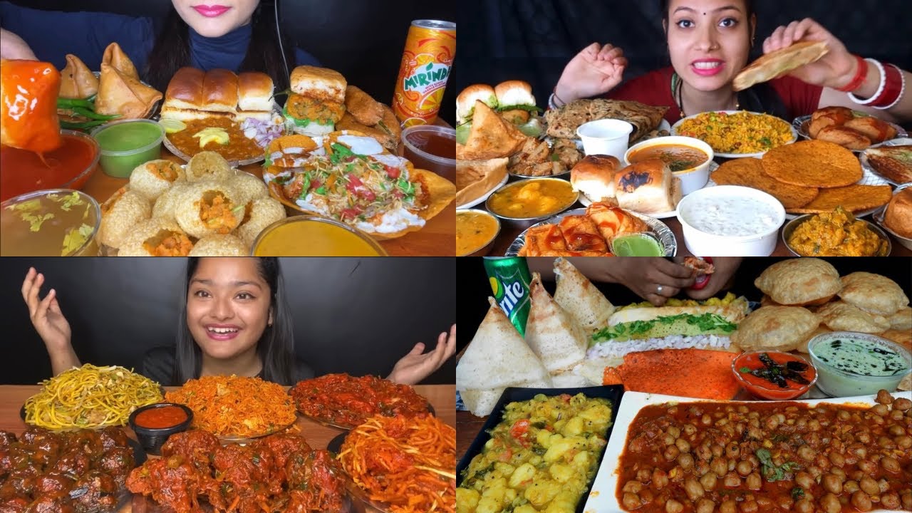 ASMR EATING INDIAN STREET FOOD🤤PANIPURI, SAMOSA, PAV BHAJI, DOSA,CHOLE BATURE😋CHICKENLOLLIPOP N MORE
