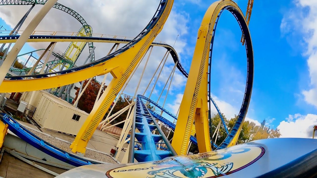 Colossus the Fire Dragon INTENSE Double Looping Roller Coaster 4K POV! | Lagoon Utah [No Copyright]