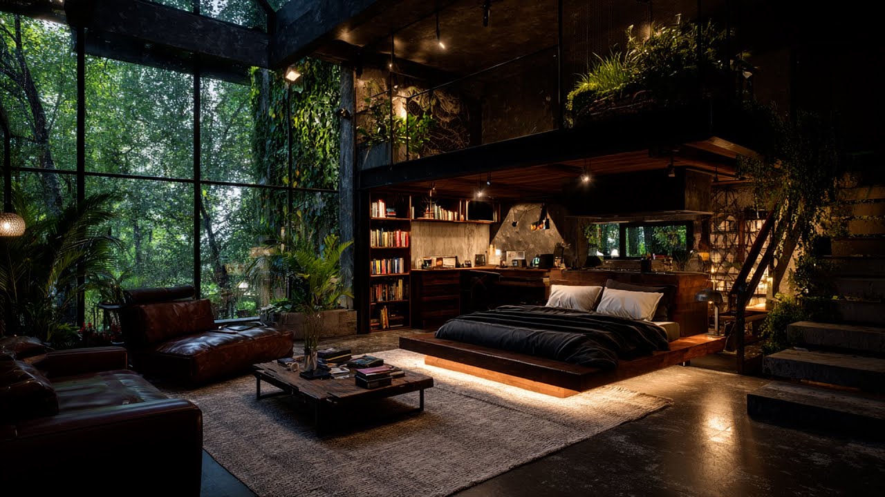Smooth Piano Cabin Ambience with Fireplace Crackling and Snow for Stress Relief