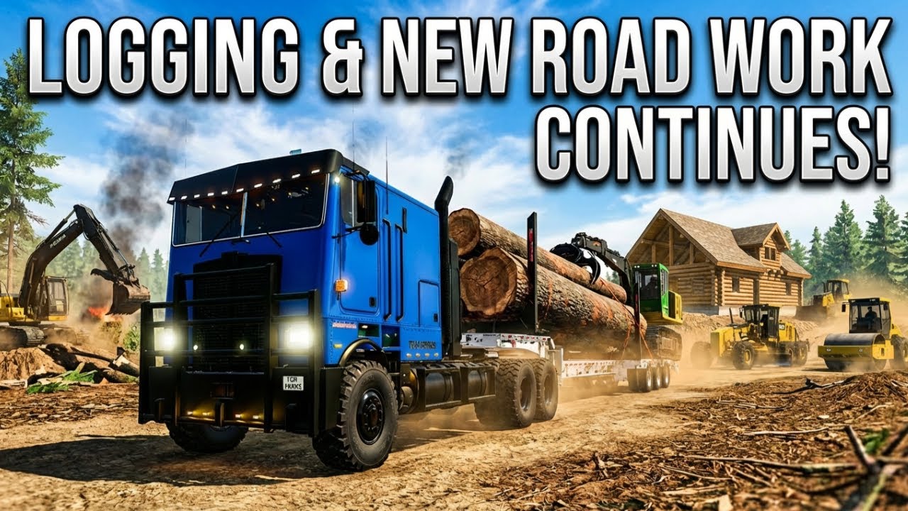 Logging & New Road work, continues! #fs22 #live #livestream #youtubevideos #gaming