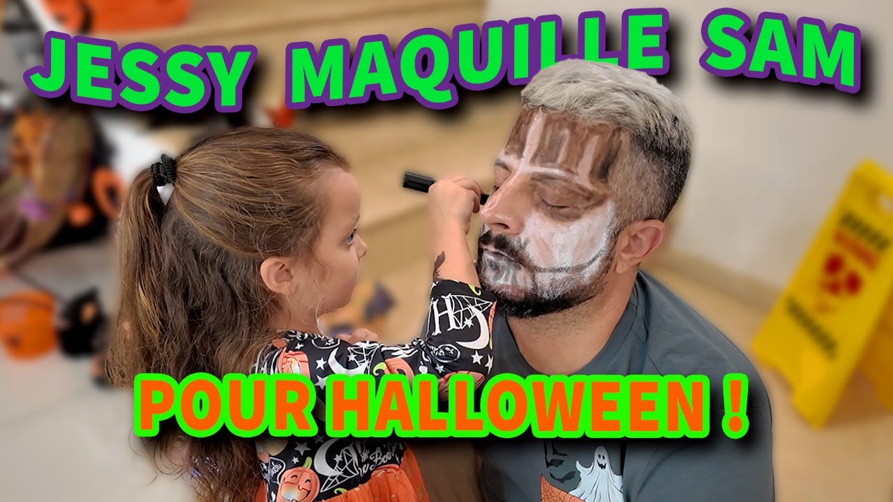 JESSY maquille papa pour Halloween / Ma fille de 5 ans me maquille