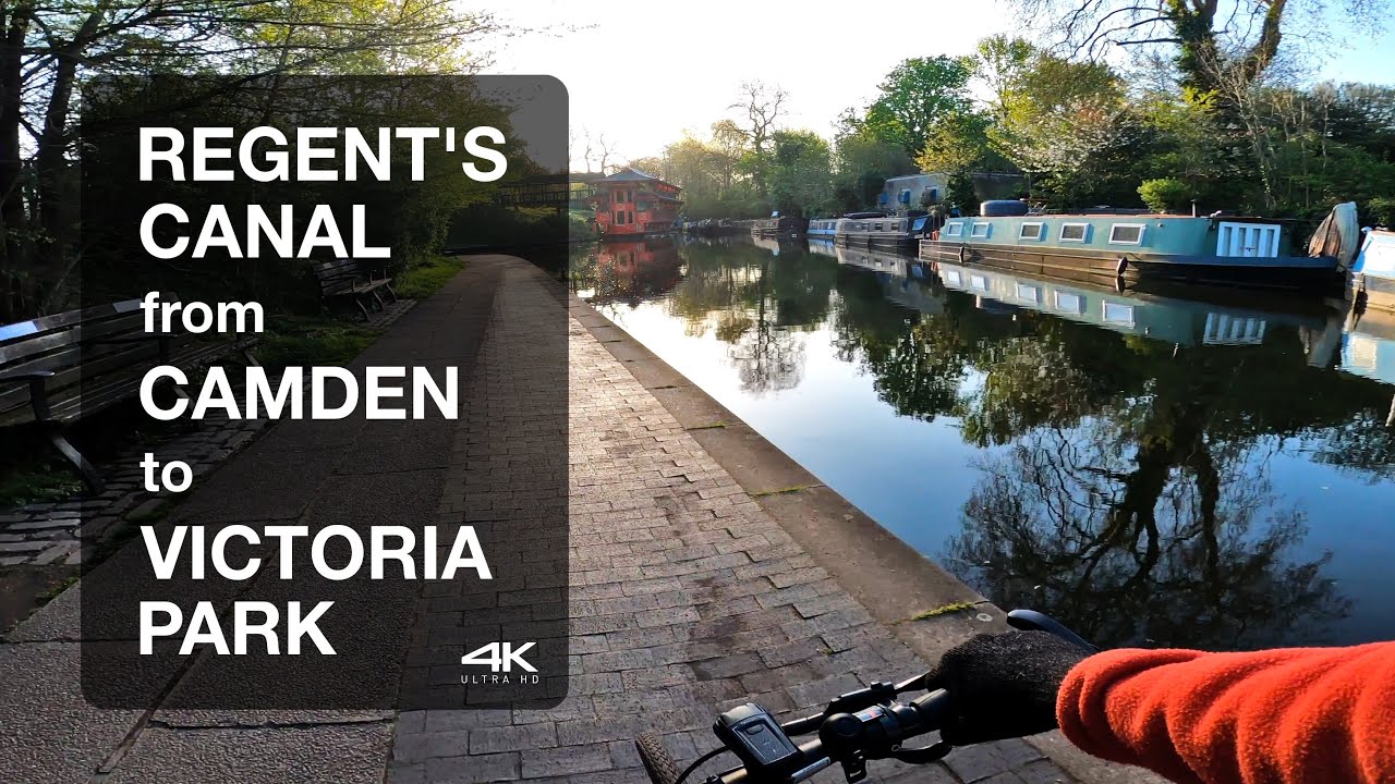 [4K] London cycling - Camden to Victoria Park in East London, all along Regent's Canal