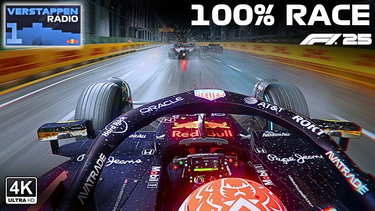 ULTRA REALISTIC F1 25 GAMEPLAY 4K - Max Verstappen 100% Race Singapore GP with Real Team Radio