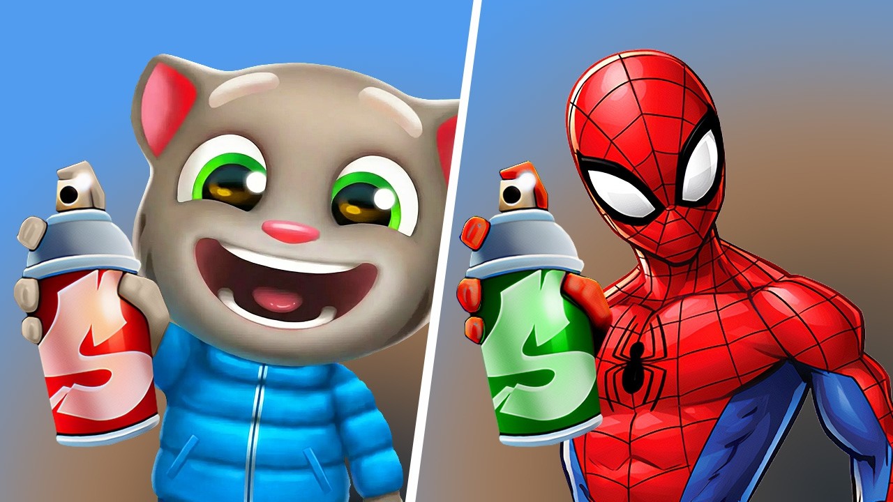 Talking Tom Gold Run VS Spider-Man Surf - Tom Gold Run New Update, My Talking Tom Friends Gameplay