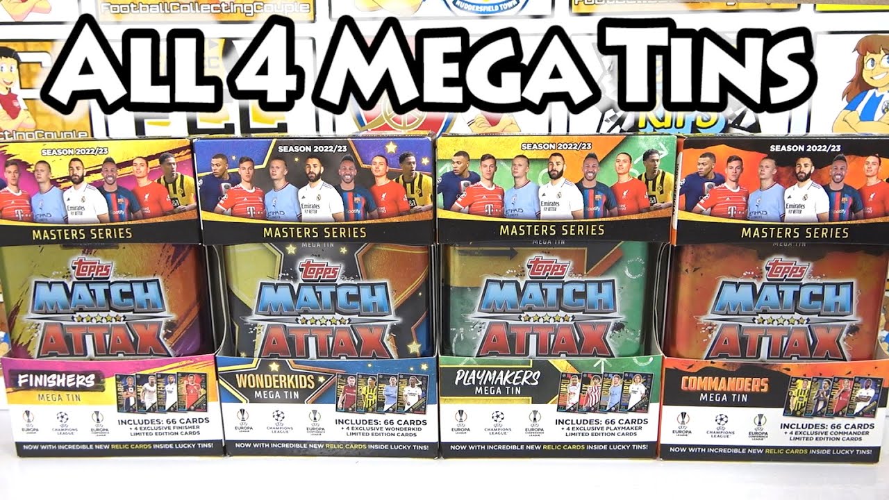 NEW Opening 4 MATCH ATTAX 22/23 Mega Tins | 16 Exclusive Limited Edition Cards | BLACK EDGE EDITION