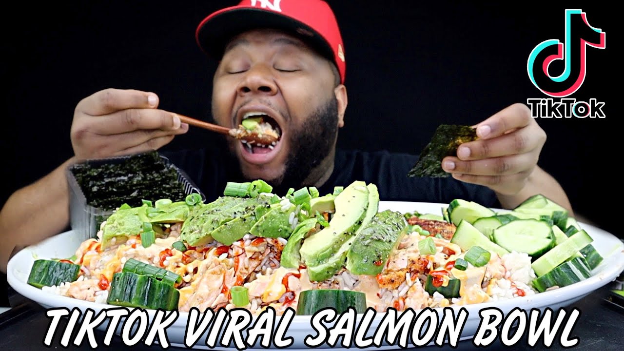 TIK TOK VIRAL SALMON RICE BOWL MUKBANG | Flavas By DameDash