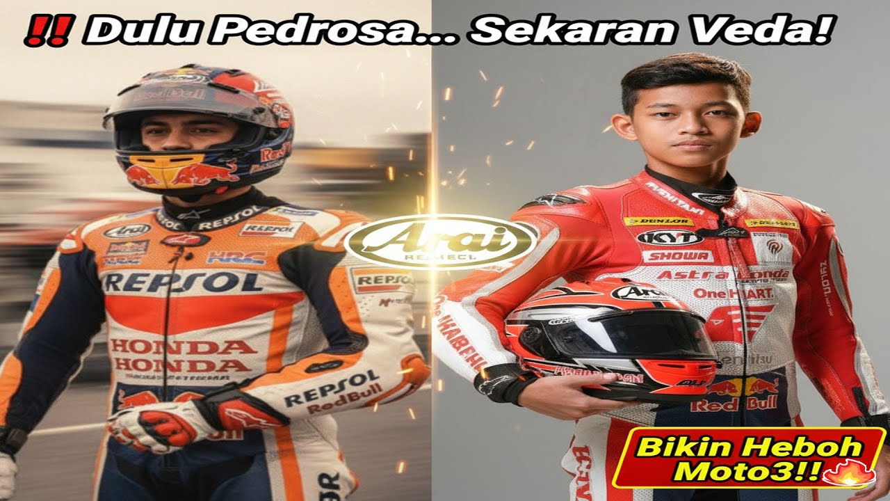 Dulu Pedrosa&hellip; Sekarang Veda! Helm Arai Bikin Geger Paddock Moto3!