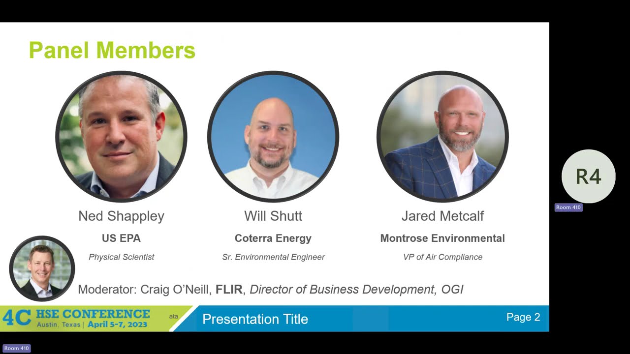 Optical Gas Imaging (OGI) in Regulatory Framework Panel, Ned Shappley, Will Shutt, Jared Metcalf