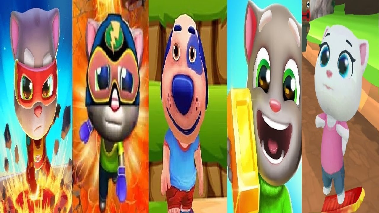TALKING TOM GOLD RUN VS Talking Tom Hero Dash VS crazy tom hero dash VS Talking Pet Cat Gold Run