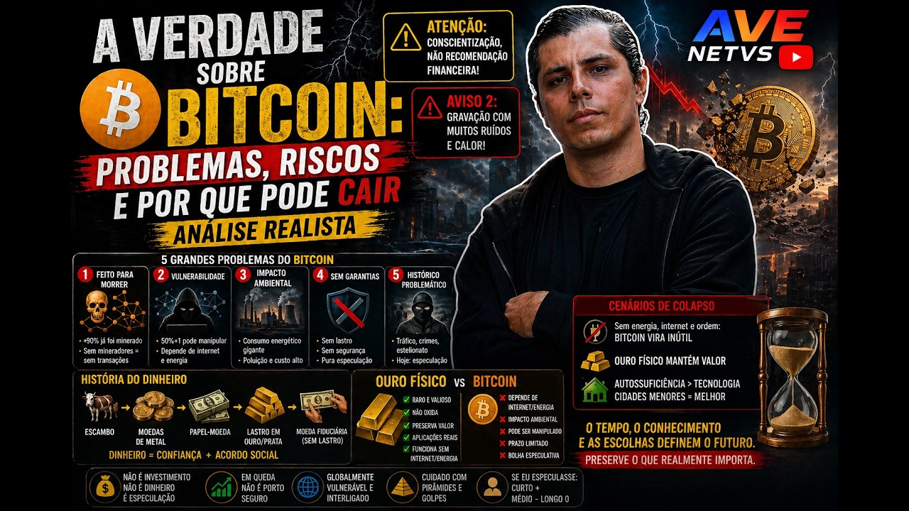 A VERDADE Sobre BITCOIN: Problemas, Riscos e Por Que Pode Cair (Análise Realista)