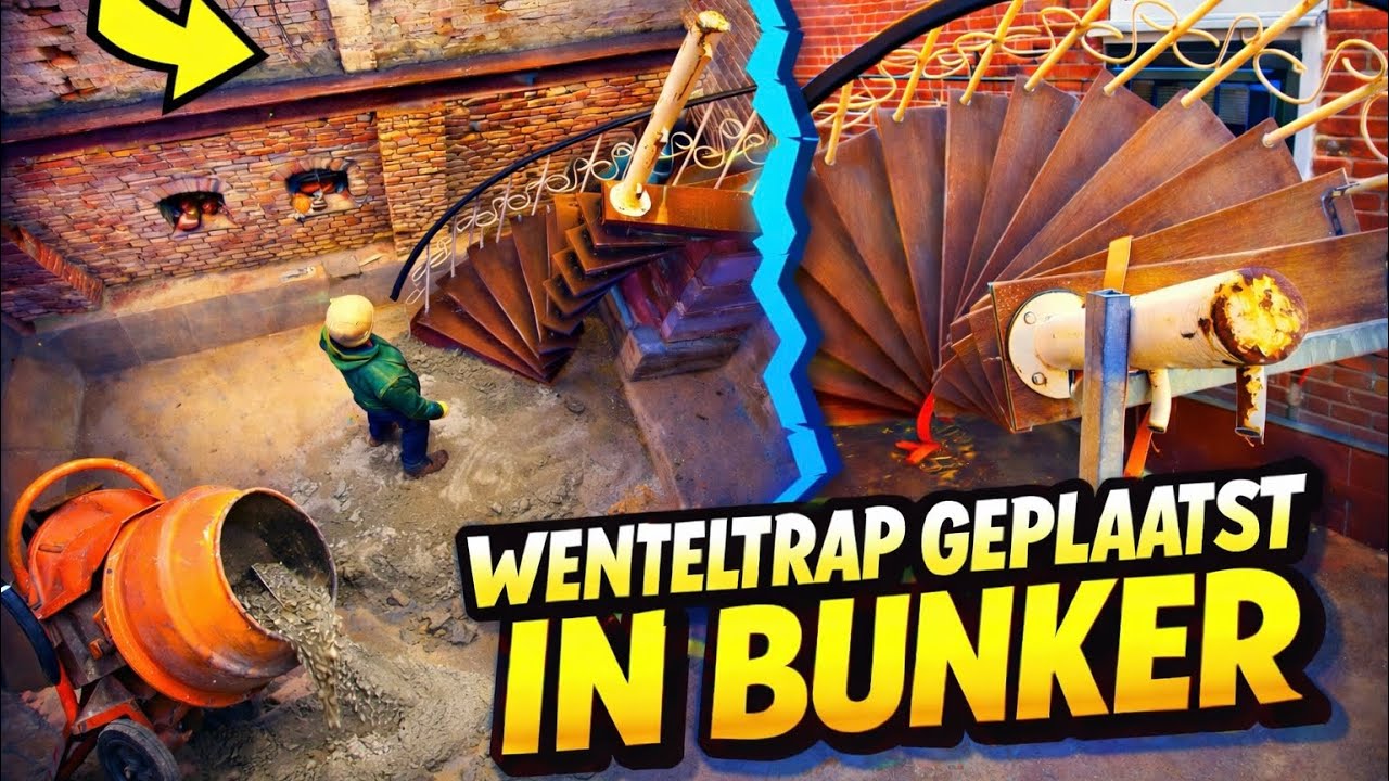 BUNKER UPDATE! Egalisatie vloer storten en wenteltrap plaatsen