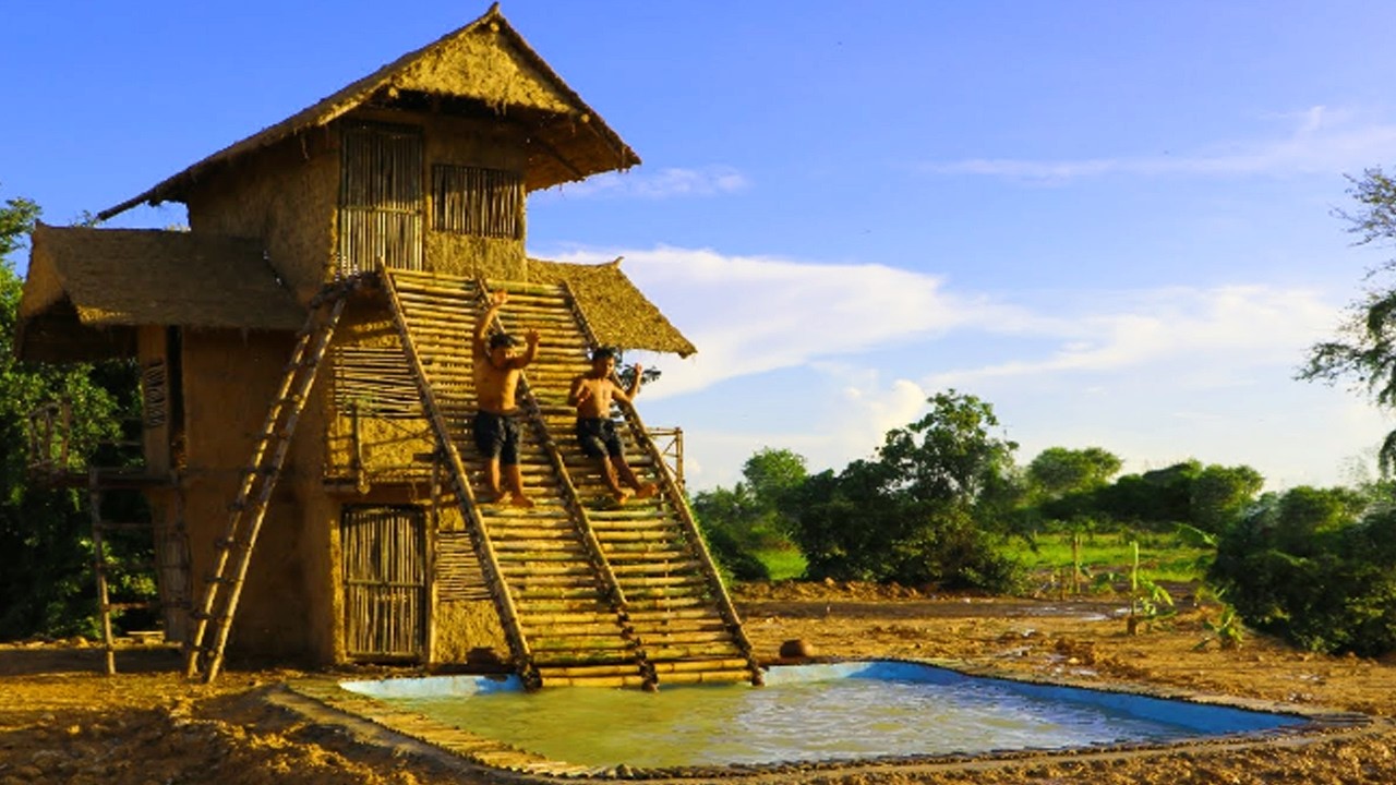 100 Days Bamboo House Construction: Full Build From Start to Finish in the Jungle