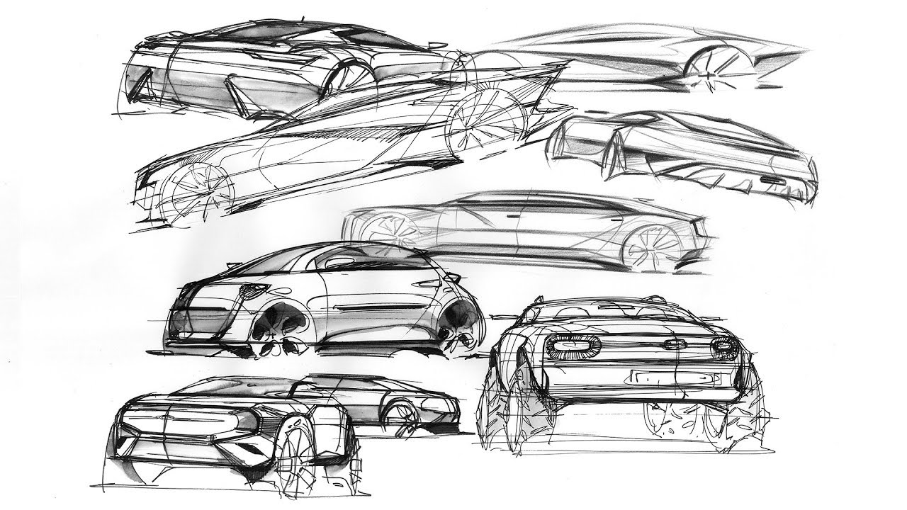 Car Sketches of Various Pen