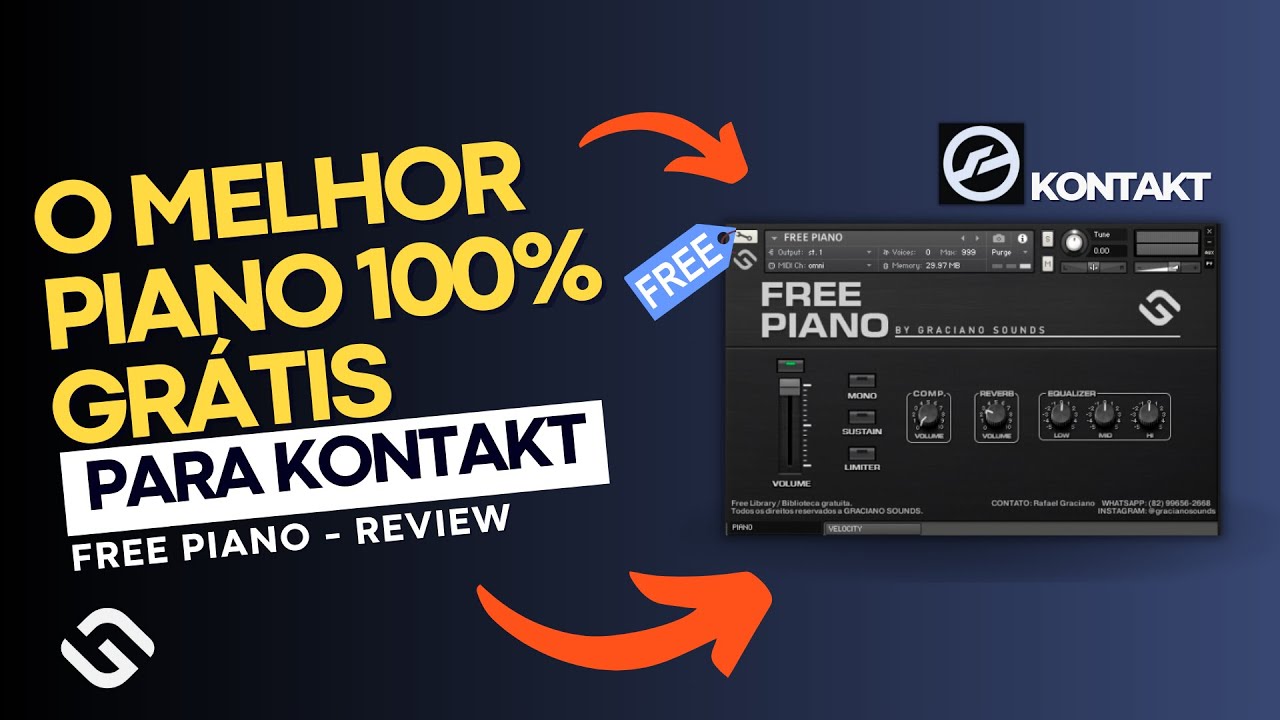 O MELHOR PIANO 100% GRATIS DO KONTAKT! | Free Piano - Review
