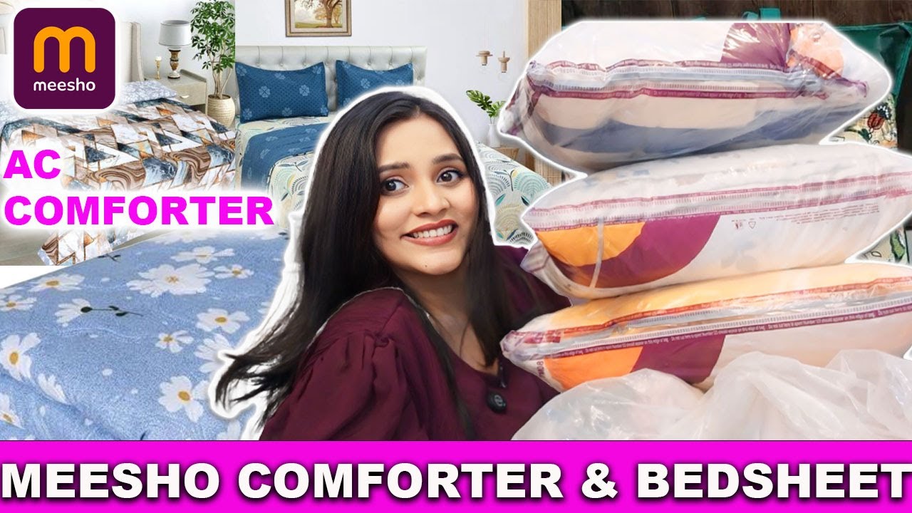 Meesho 🛍️🌸Ac Comforter & Bedsheet Haul || King Size Double Bed Sheet/Pillow Set || Bed Cover