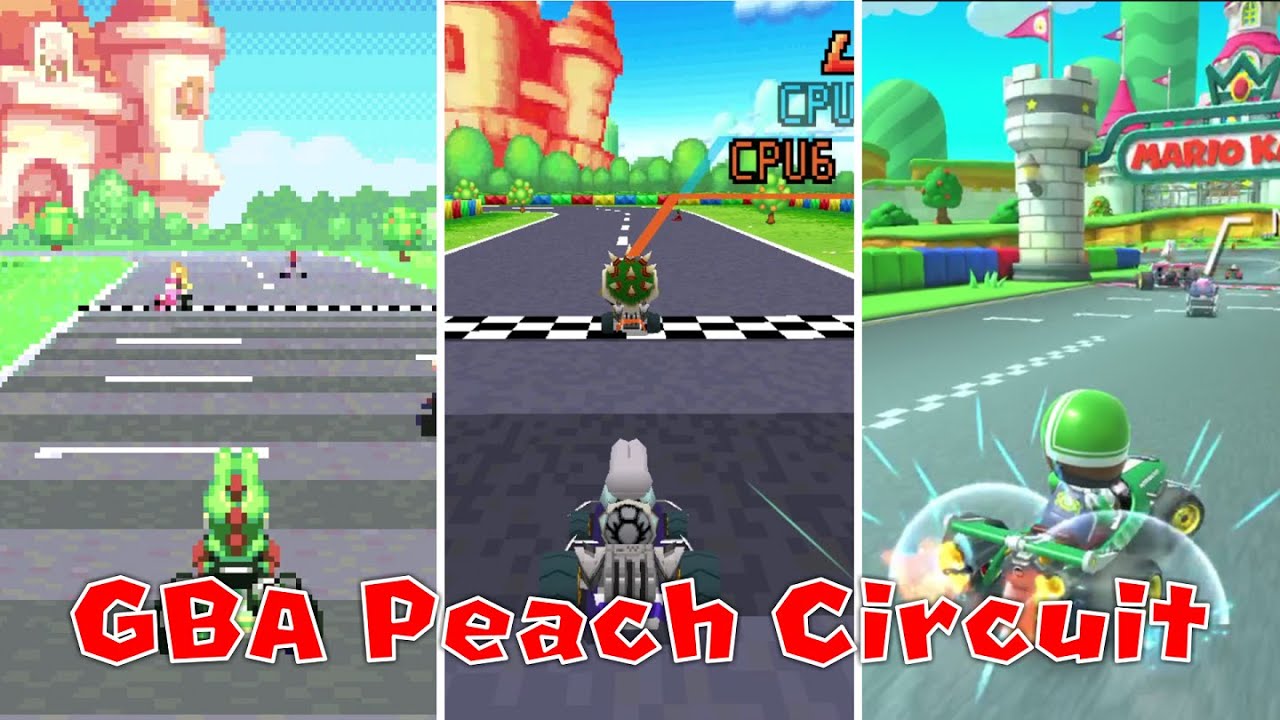 Evolution of GBA Peach Circuit in Mario Kart (2001-2023)