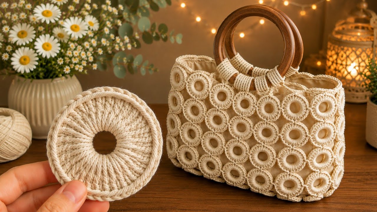 This Ring Motif Transforms into a Bag! A Very Stylish and Easy Knitted Bag Tutorial. Maximum Style