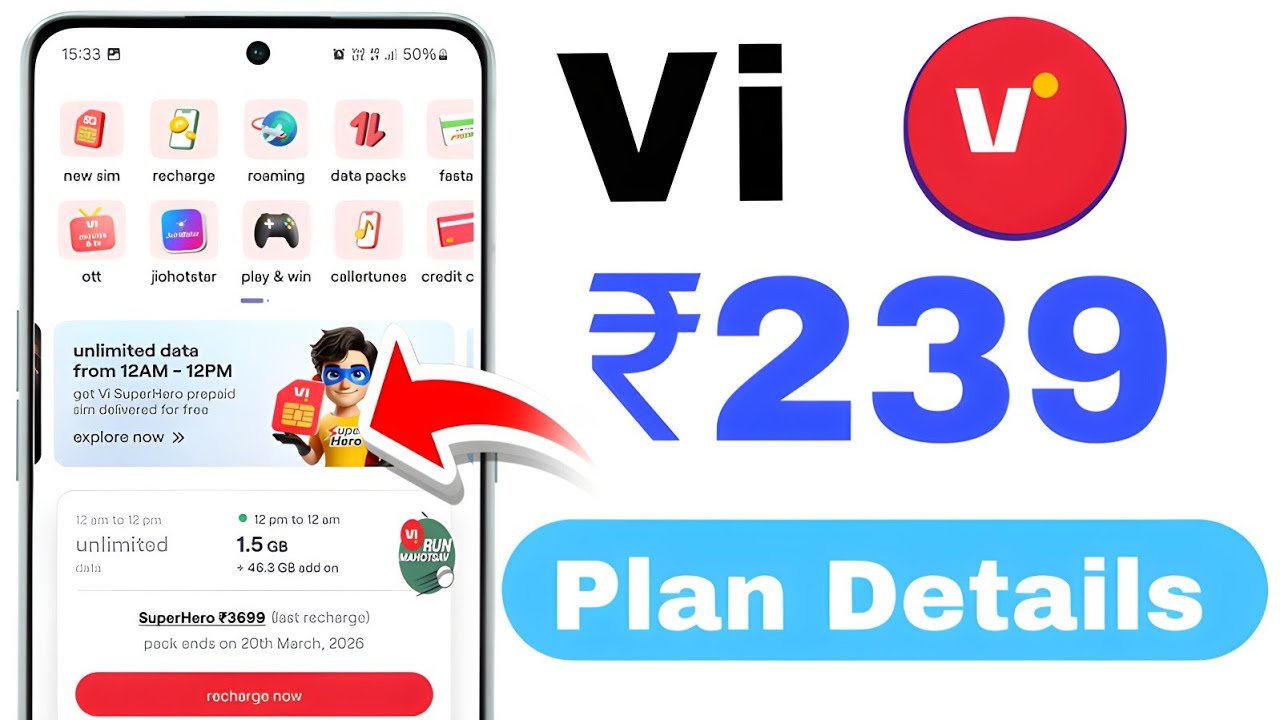 Vi 239 recharge plan details | vi 239 plan details night data | vi 239 plan details