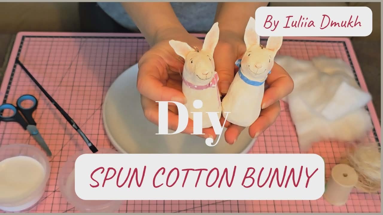 Cotton spun ornaments. DIY. Easter bunny tutorial