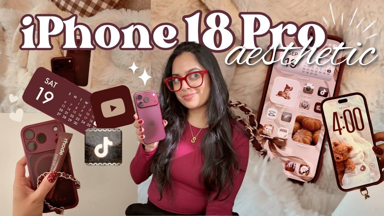Распаковка iPhone 18 Pro в цвете BURGUNDY + туториал по *эстетичной* кастомизации &hearts;️🧸🍒